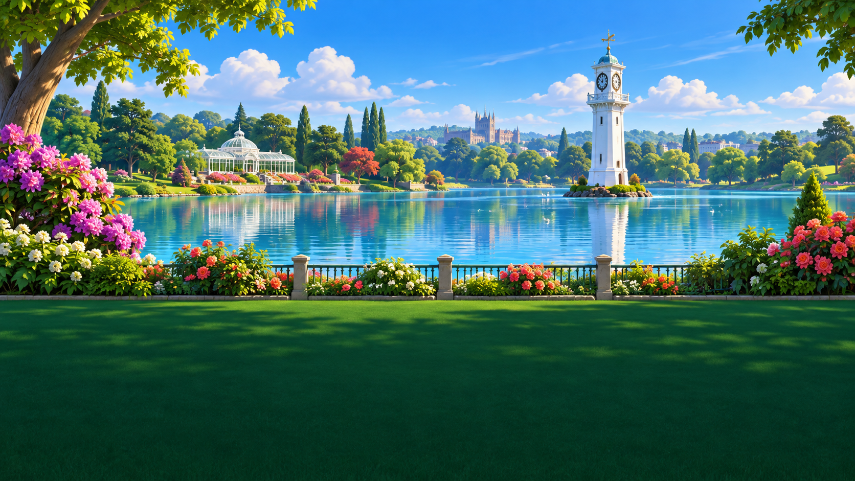 Illustrated view of Roath Park in Cardiff